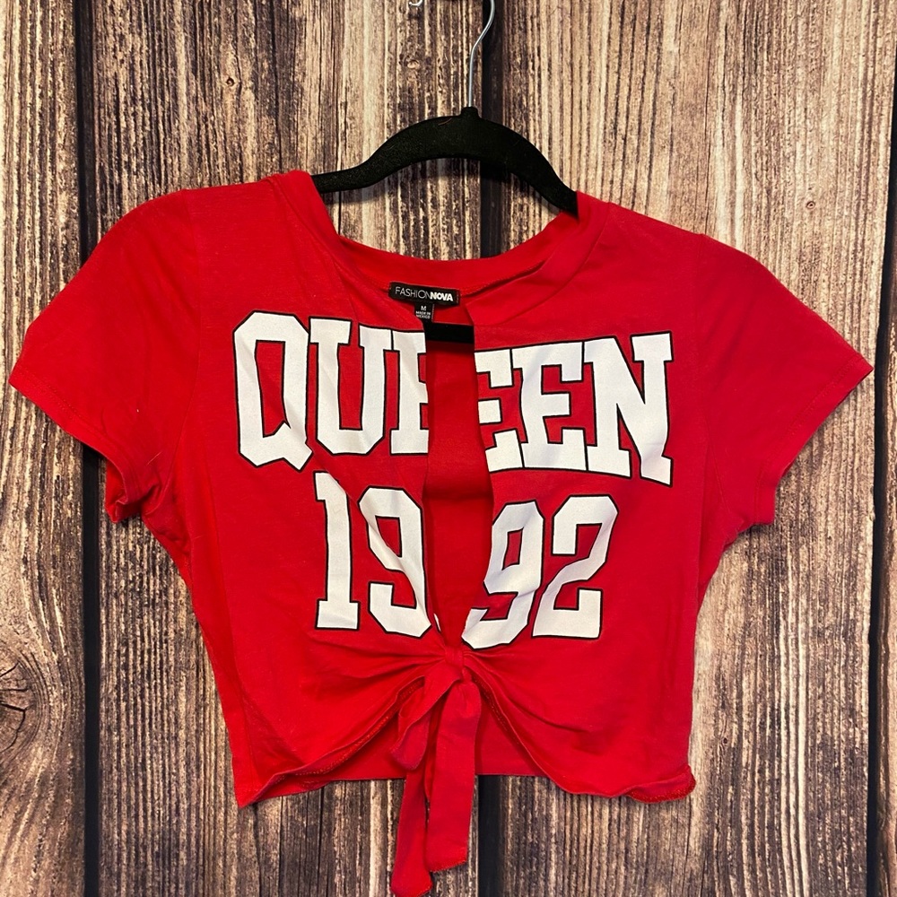 Red crop top with tie front